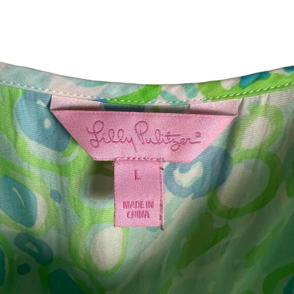 Lilly Pulitzer Deanna Pool Blue Green Any Fins Possible Romper Size Large - Picture 5 of 8
